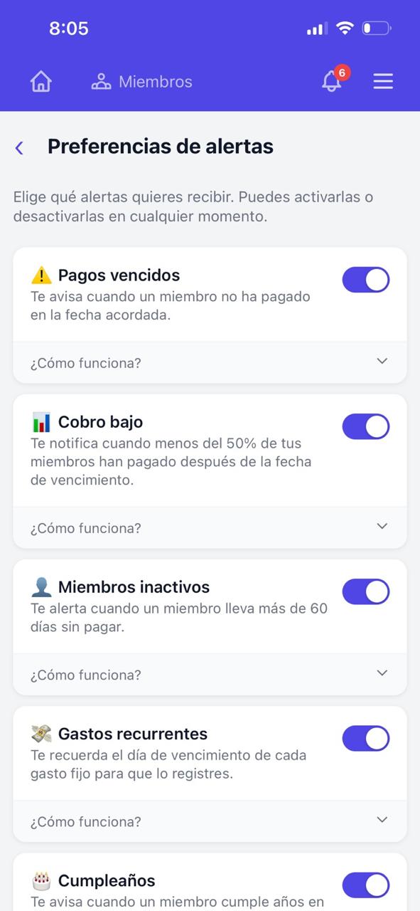 Preferencias de alertas